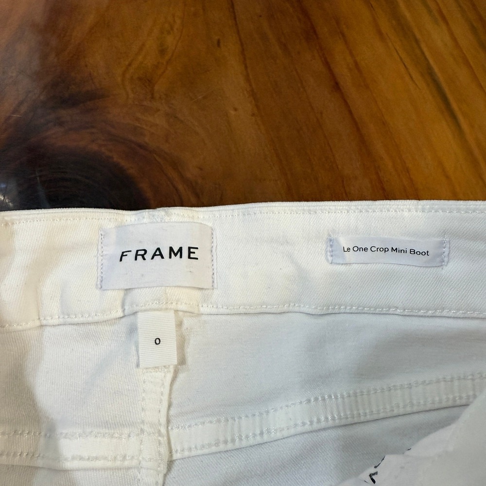 Frame Denim Women's Jeans 0 Le One Crop Mini boot Stretch White Zip fly O11 - Picture 5 of 9